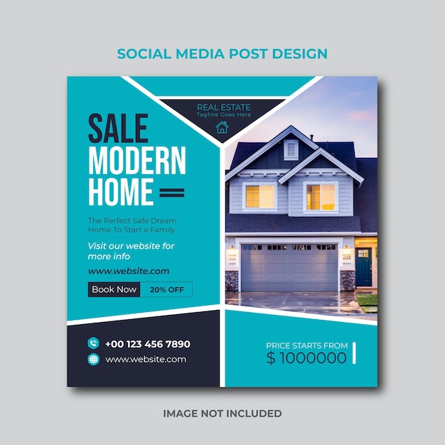 Casa moderna en venta inmobiliaria diseño de publicaciones en redes sociales