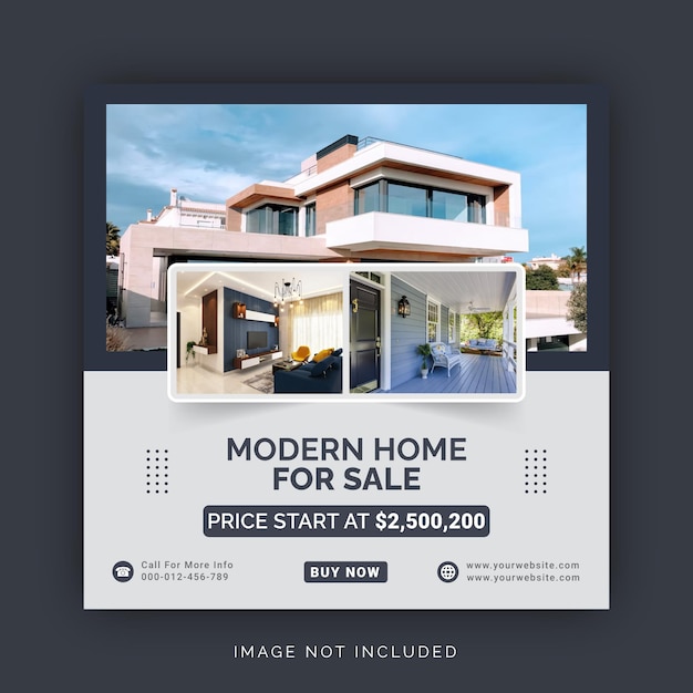 Casa moderna en venta Plantilla de publicación de Instagram de banner de redes sociales
