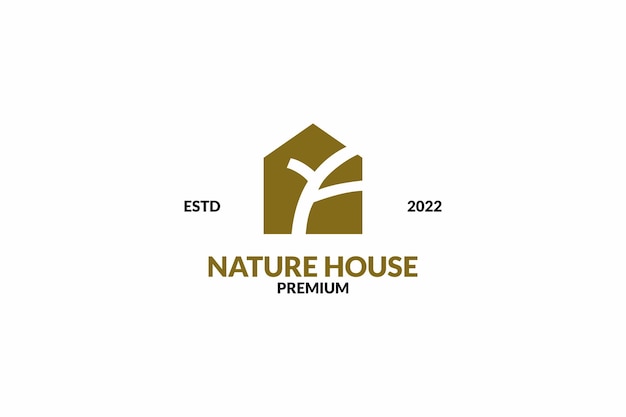 Casa de naturaleza plana con diseño de logotipo de icono de hoja