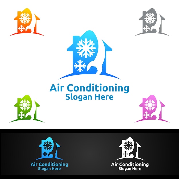 Casa nieve aire acondicionado y servicios de calefacción diseño de logotipo
