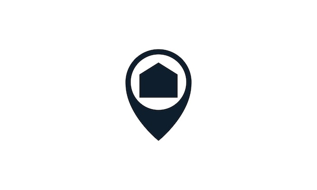 Casa o casa o bienes raíces con pin ubicación mapas logo vector icono ilustración