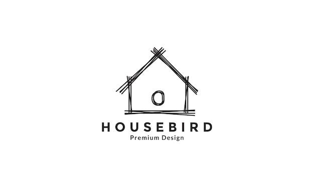 casa de pájaros hecha a mano diseño de logotipo vintage vector icono símbolo ilustración gráfica
