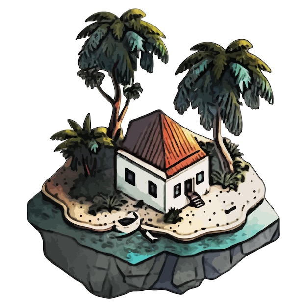Casa Palm Beach Acuarela vector Ilustración