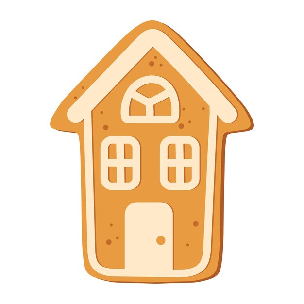 Casa de pan de jengibre aislada sobre fondo blanco Galleta de pan de jengibre de Navidad Comida de vacaciones de invierno Feliz año nuevo Feliz Navidad vacaciones Ilustración vectorial