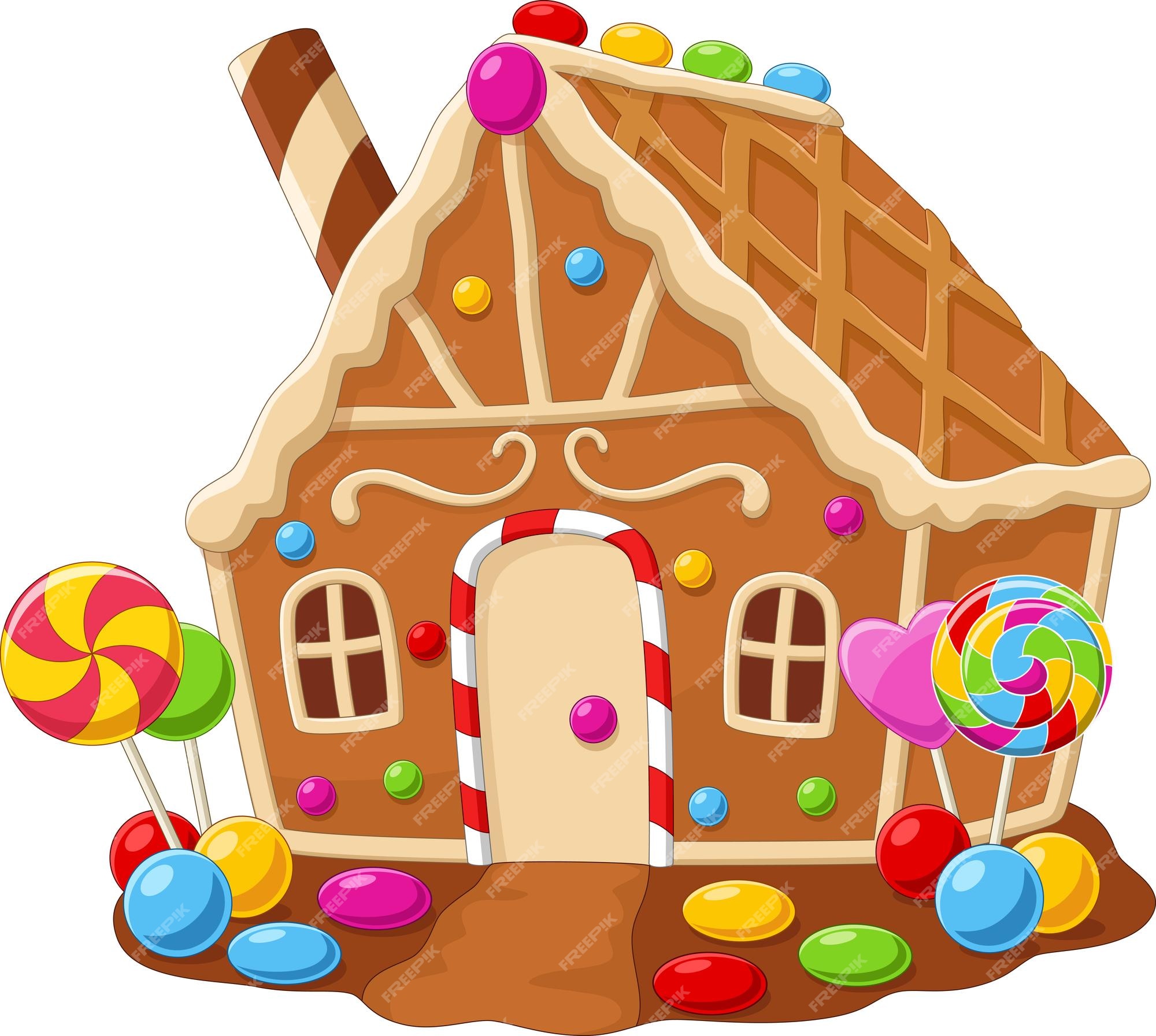 Casa de pan de jengibre de dibujos animados sobre fondo blanco | Vector Premium Casa de pan de jengibre de dibujos animados sobre fondo blanco | Vector Premium