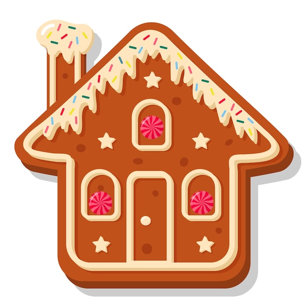 Vector casa de pan de jengibre de navidad. galleta dulce glaseada casera.