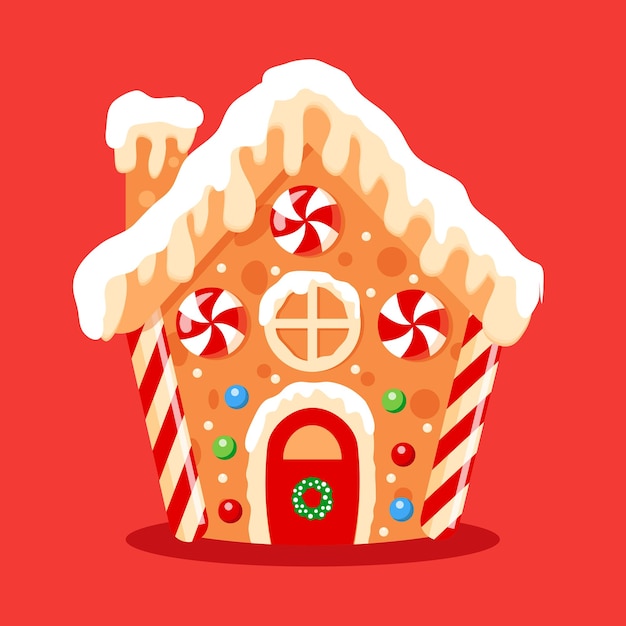 Vector casa de pan de jengibre vectorial galletas de navidad y dulces linda ilustración