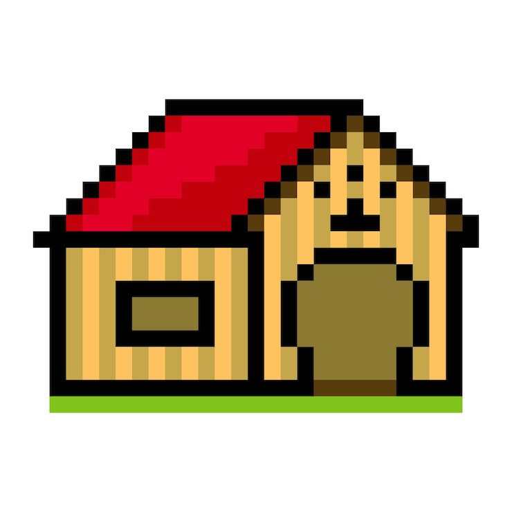 Vector casa para perros con diseño de pixel art