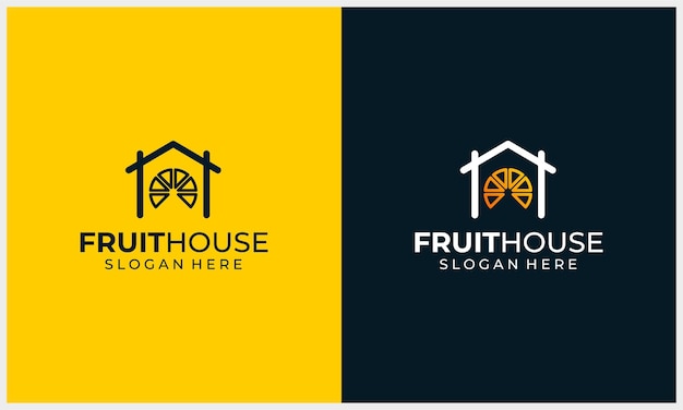 Casa con plantilla de diseño de logotipo de ilustración de frutas