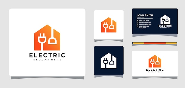 Casa con plantilla de logotipo de enchufe eléctrico con inspiración de diseño de tarjeta de visita