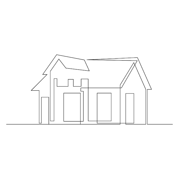 Casa privada residencial una línea continua dibujo de logotipo ilustración minimalista pro vector