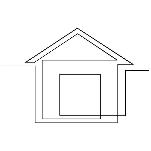 Casa privada residencial una línea continua dibujo de logotipo ilustración minimalista pro vector
