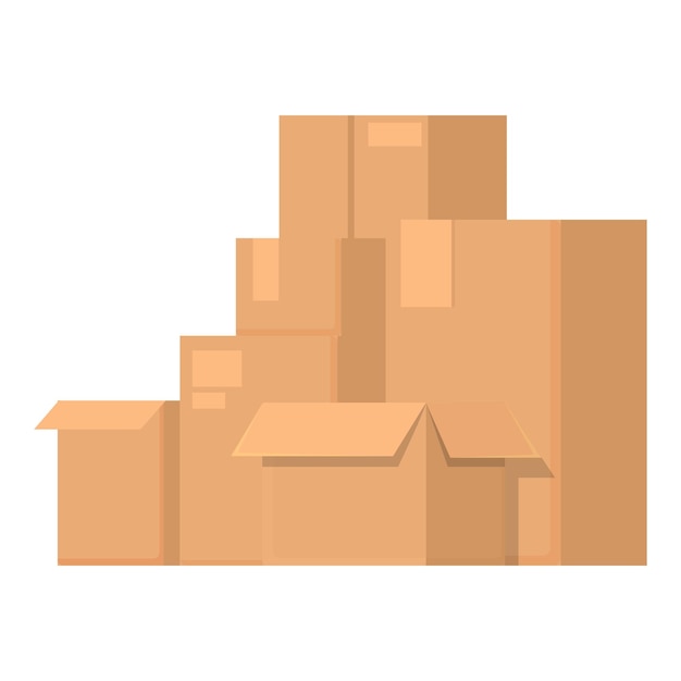 Casa reubicación cajas icono dibujos animados vector mover caja apartamento entrega