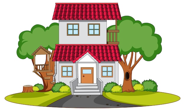 Una casa simple en el fondo de la naturaleza