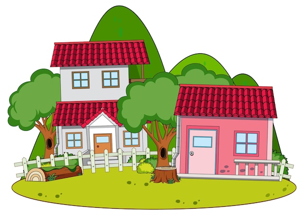 Una casa simple en el fondo de la naturaleza
