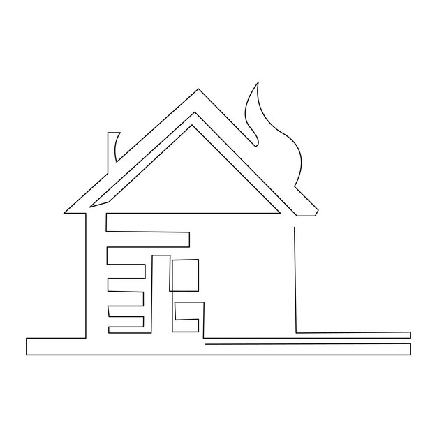 Casa de una sola línea contorno continuo dibujo de arte vectorial y simple diseño minimalista de una línea de casa