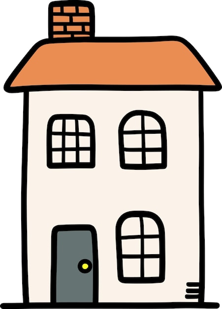 una casa con un techo rojo y una luz amarilla en él
