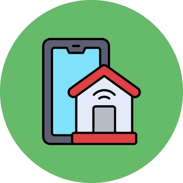 una casa con un teléfono en la esquina y una imagen de una casa en la parte superior