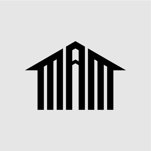 Casa de tres letras MAM para diseño de logotipo de bienes raíces