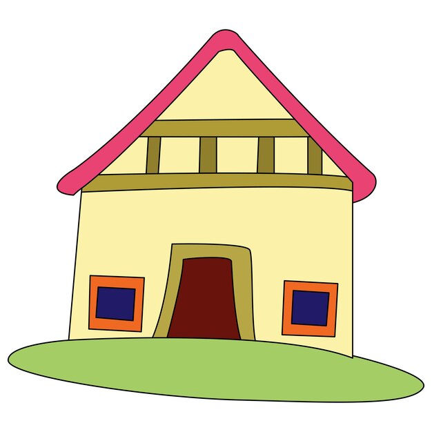 Casa con vector de techo rojo