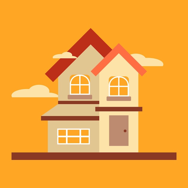 casa vectorial estilo plano premium en colores de otoño casa gemela