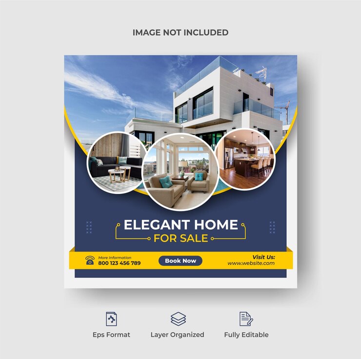 Casa en venta banner de publicación de instagram de redes sociales o plantilla de volante cuadrado Vector Premium