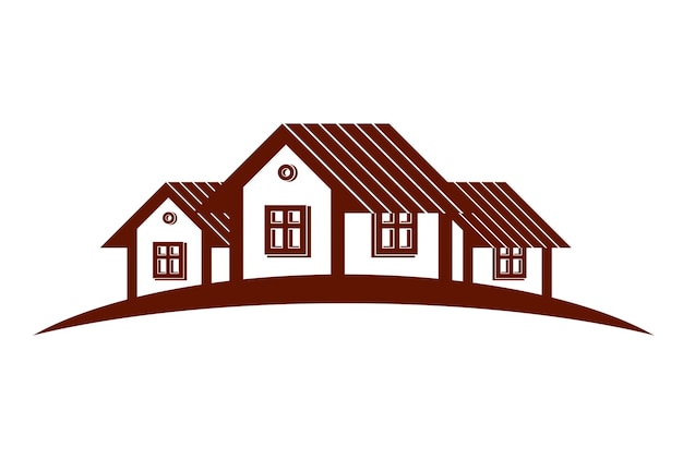 Casas vectoriales abstractas con línea de horizonte. Se puede utilizar en publicidad. Tema de negocios inmobiliarios.