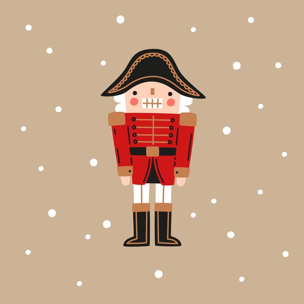 Cascanueces en estilo de dibujos animados plana. Ilustración de vector de Navidad. Elemento decorativo de año nuevo