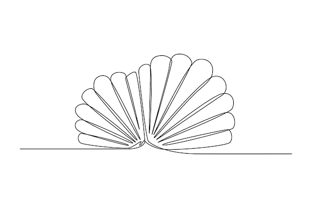 Cáscara de dibujo de una línea continua concepto de playa de verano ilustración gráfica de vector de diseño de dibujo de una sola línea