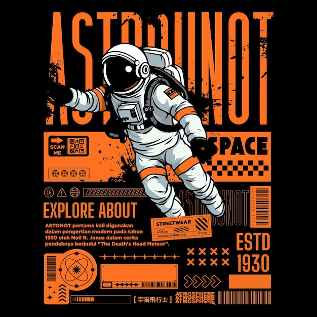 El casco de astronauta es un juego vintage. La cara del astronauta en el traje espacial es un diseño retro. Ilustración vectorial.