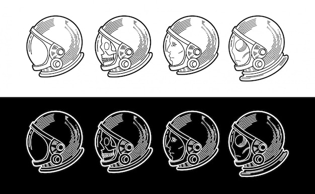 Vector casco de astronauta en varias versiones