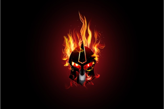 Casco de calavera de fuego - Diseño vectorial