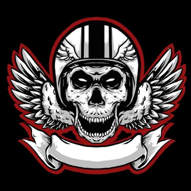 casco de calavera con mascota y logo insignia