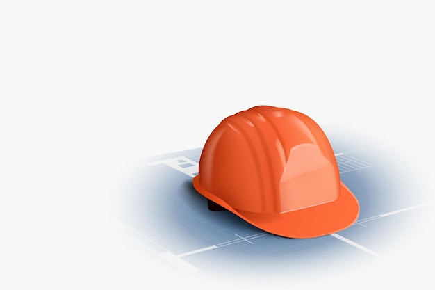 Vector un casco de color naranja en el plano