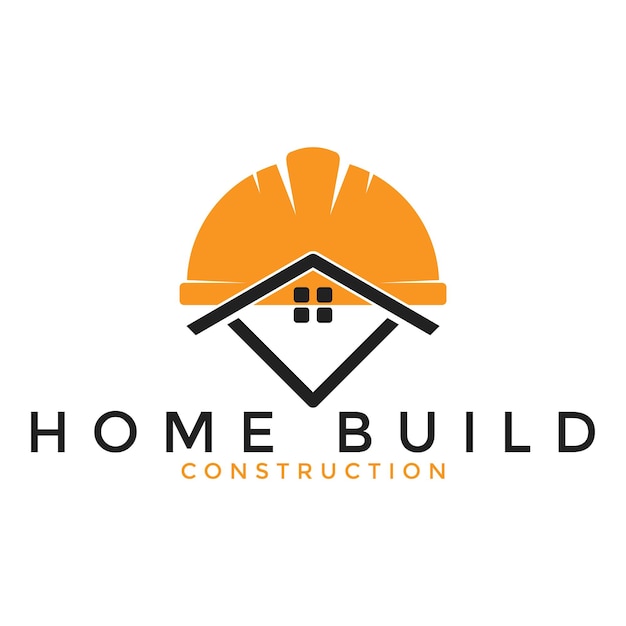 Casco de constructor de diseño de logotipo de construcción de casa creativa con concepto de logotipo de casa plantilla de vector de reparación de bienes raíces de construcción de logotipo simple y limpio