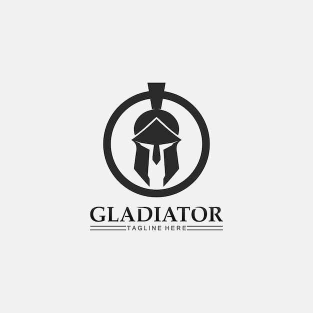 Casco espartano, plantilla de logotipo de gladiador