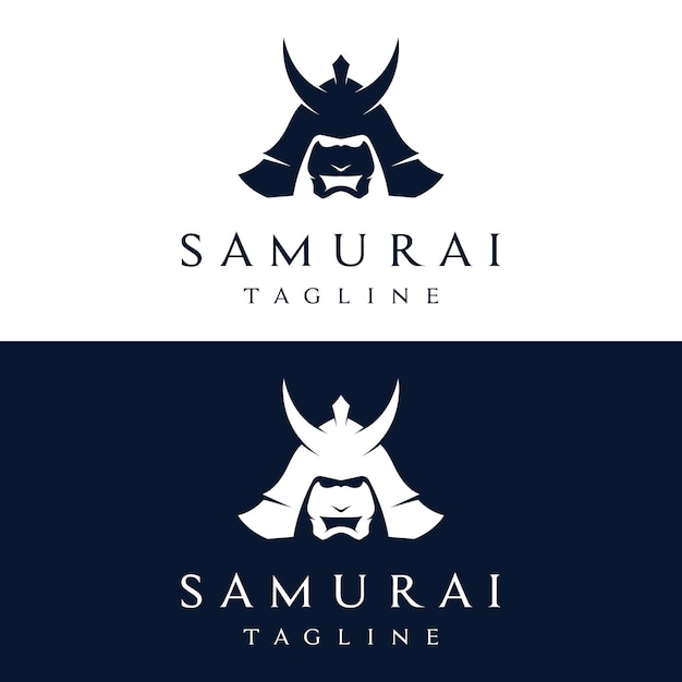 Casco de guerrero samurái japonés Diseño de logotipo con ilustración vectorial editable moderna