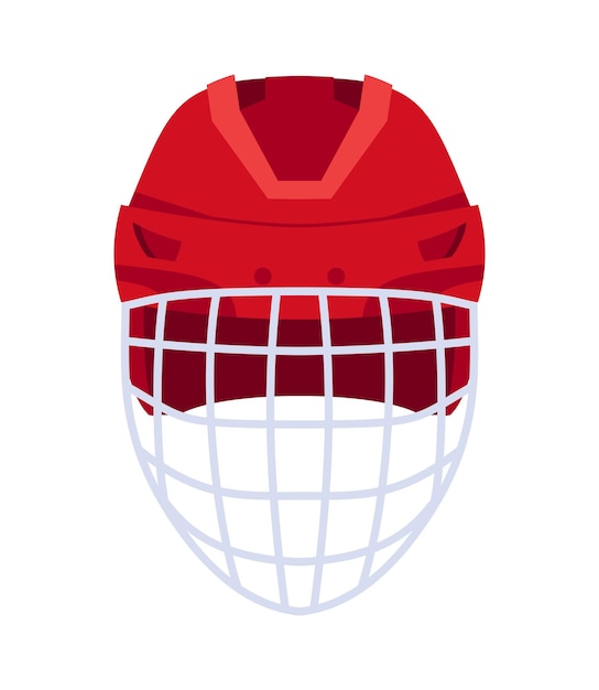 Vector casco de hockey de portero con visera de protección de metal vista frontal ilustración vectorial aislada