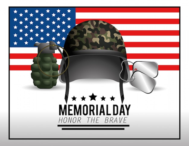 Vector casco militar con collar y granada para conmemoración.