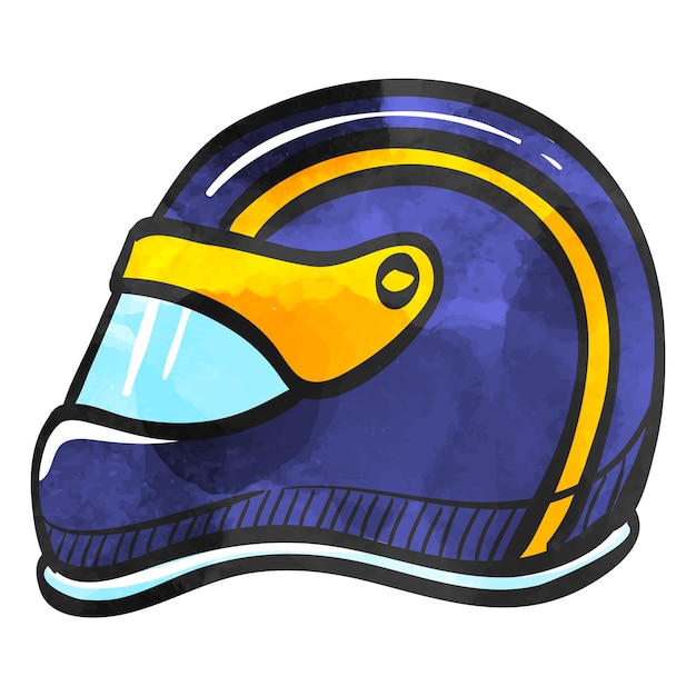 Vector casco de moto de icono de estilo acuarela