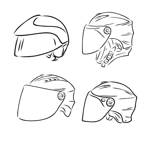 Casco de motocicleta contorno dibujado a mano doodle icono moto protección y equipo de seguridad de velocidad con