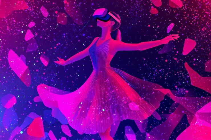 Vector casco de realidad virtual 3d estudio de luz de neón retrato vidriado innovación de ilustración de arte digital