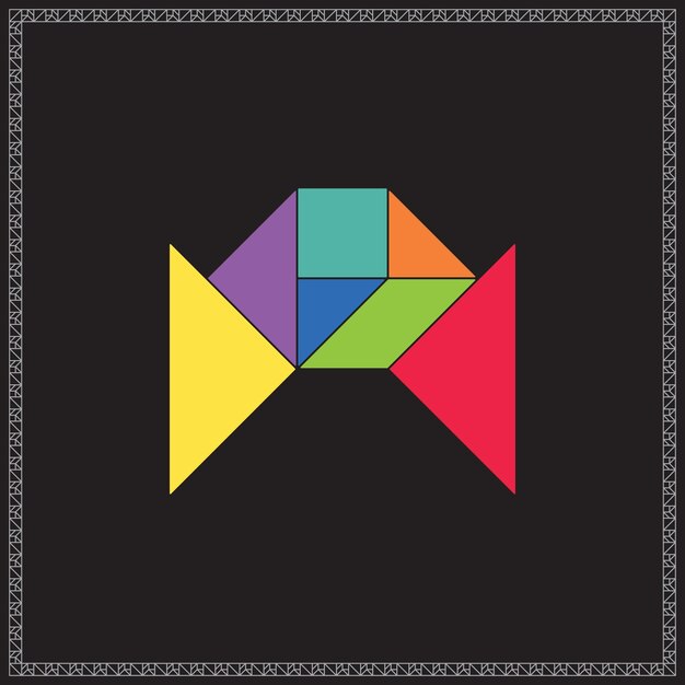 El casco del rompecabezas de Tangram Vector Ilustración geométrica colorida