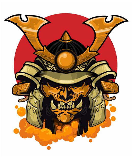 Casco de samurai Kabuto con máscara de Oni