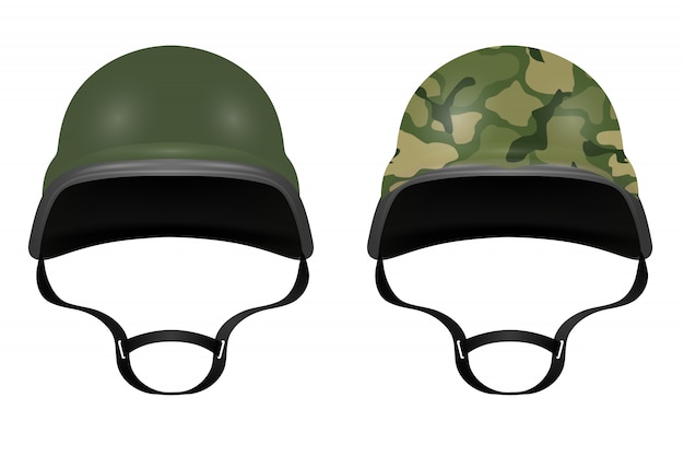 Cascos militares aislados en el fondo blanco. ilustración vectorial