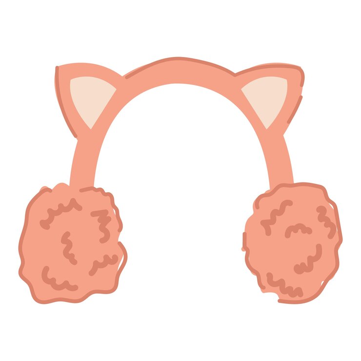 Vector cascos de oído rosados de estilo doodle capas de invierno lindas