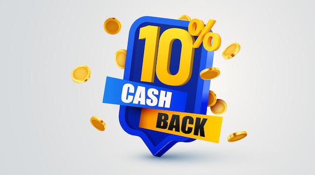 Cashback 10 por ciento icono aislado en el fondo gris Cashback o etiqueta de devolución de dinero
