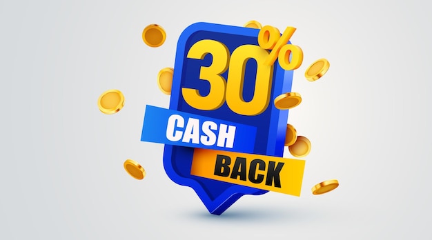 Cashback 30 por ciento icono aislado en el fondo gris Cashback o etiqueta de devolución de dinero