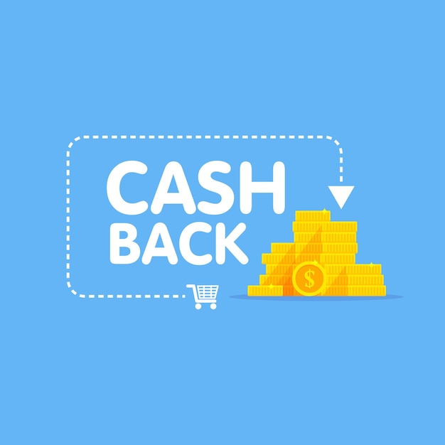 Cashback concepto logo vector ilustración monedas y flecha.