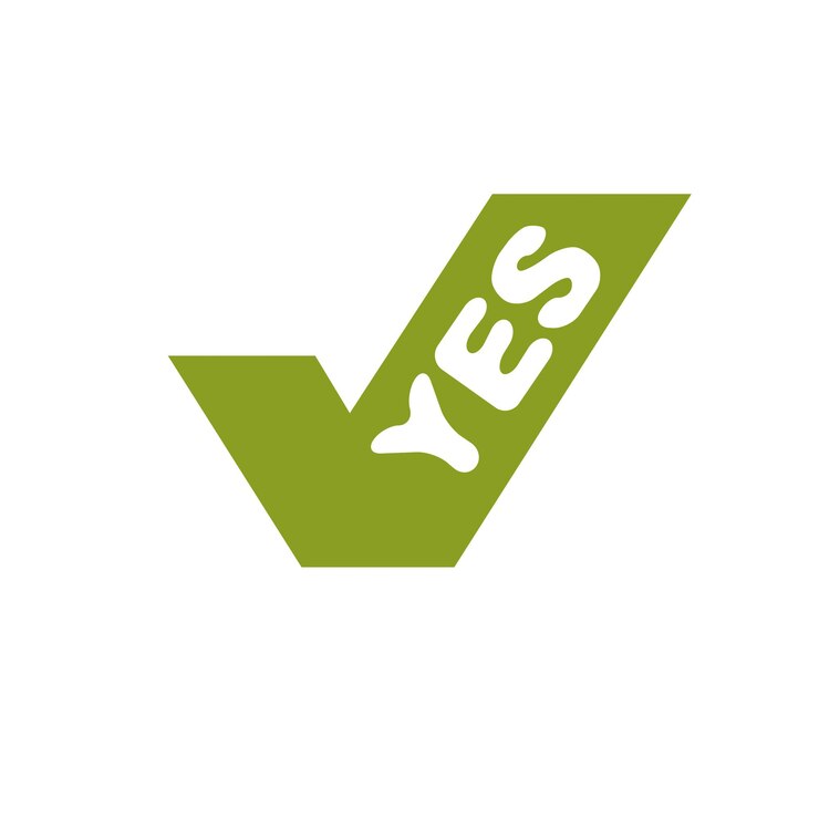 Vector casilla de verificación verde vectorial con palabra sí. símbolo de confirmación aislado en blanco.